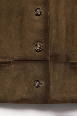 ZARA КУРТКА ИЗ 100% КОЖИ — ZW COLLECTION LIMITED EDITION, ОЛИВКОВЫЙ