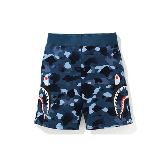 A BATHING APE Double Knit Side Shark Shorts Black