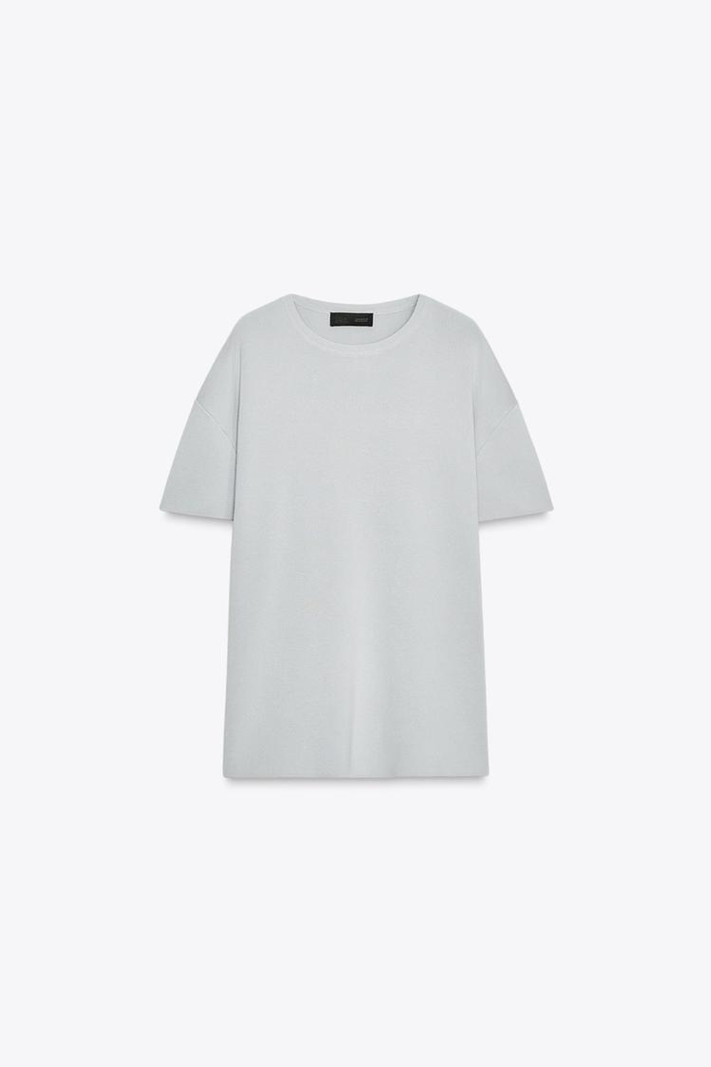 ZARA ОДНОТОННЫЙ ТОП ОВЕРСАЙЗ, ЖЕМЧУЖНО-СЕРЫЙ