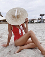 Канотье пшеница с низкой тульей с лентами, поля 15 см