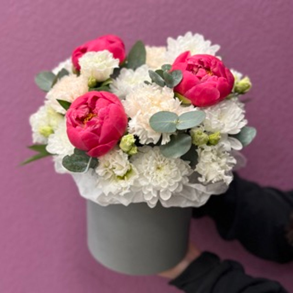 Коробка цветов "Peony Sunset" #79