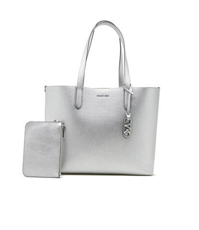Двухсторонняя кожаная сумка-шопер + поясная сумка XL EW REVERSIBLE TOTE Michael Kors - серебряный(30H3SZAT4M)
