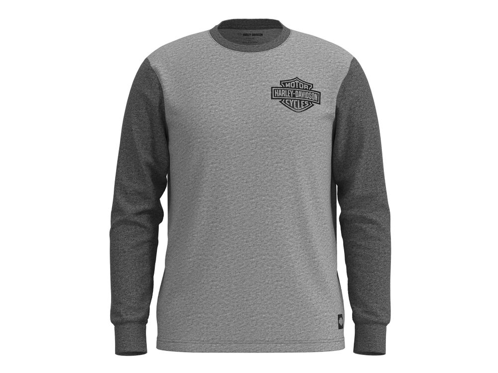 Лонгслив Men's Bar &amp; Shield Colorblock Tee - Heather Grey Harley-Davidson