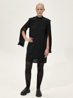 Платье-рубашка с разрезами на рукавах "Девичье". Черное