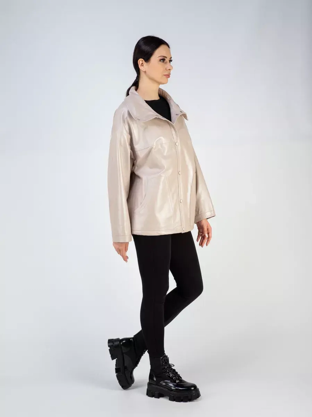 Кожаная куртка демисезонная оверсайз