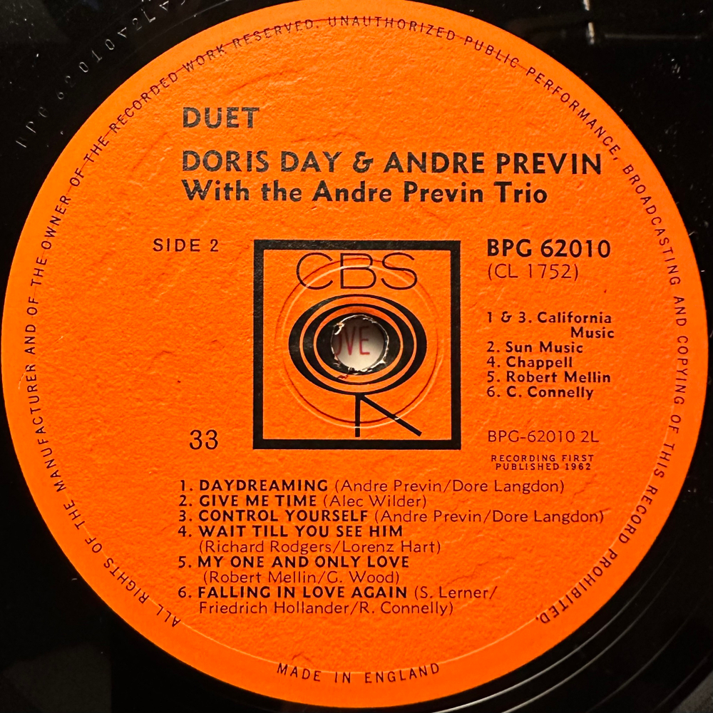 Doris Day And Andre Previn With The Andre Previn Trio - Duet (Англия 1962г.)