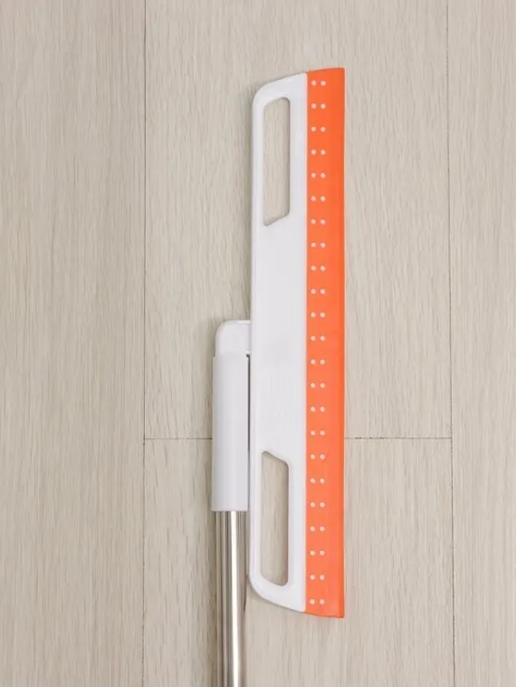 Водосгон для пола поворотный Raccoon, 2-х секционный, черенок из нержавеющей стали, 35×6×81 см, цвет белый, оранжевый