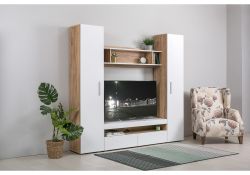 Полка Альба дуб золотой craft / белый премиум