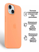 Силиконовый чехол Silicone Case iPhone 15 Plus, c MagSafe, Оранжевый