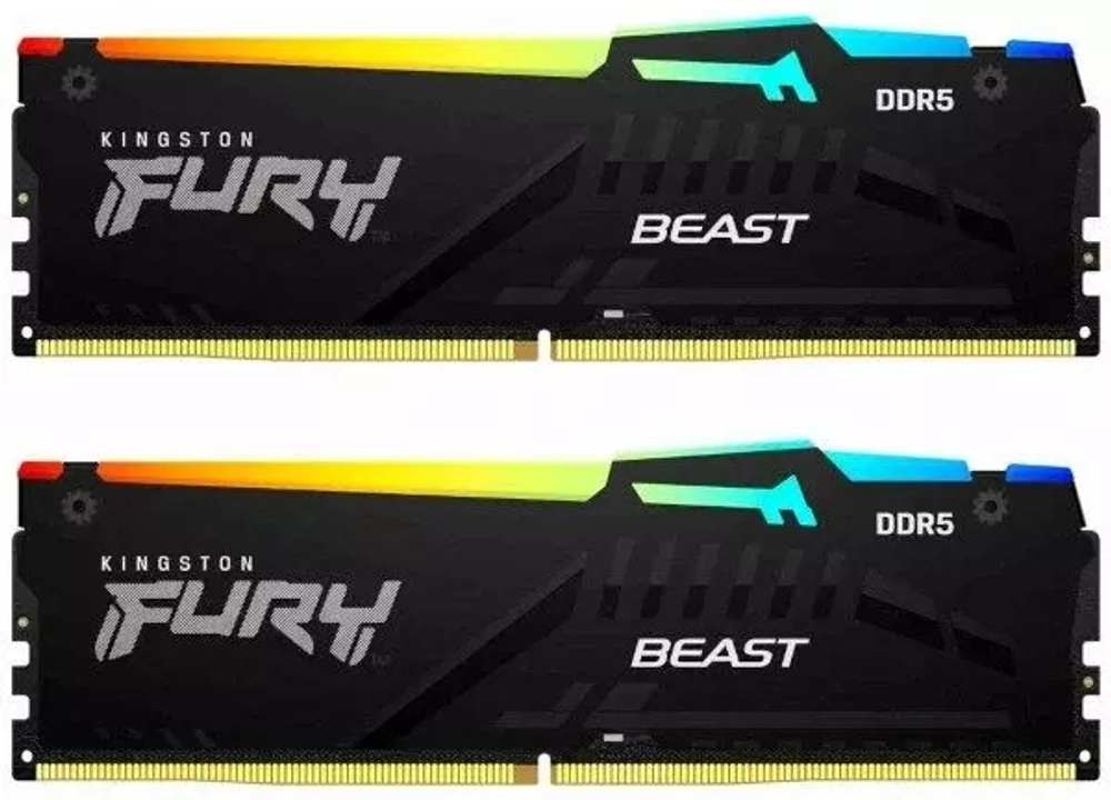 Оперативная память Память DDR 5 DIMM 64Gb PC48000, 6000Mhz, Kingston FURY Beast Black CL40 (Kit of 2) (KF560C40BBK2-64) RTL