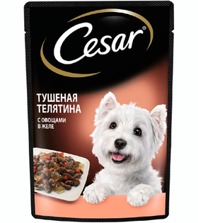 Цезарь телятина тушеная с овощами в желе 85гр.