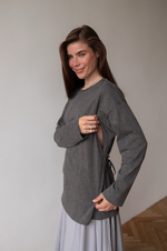 Лонгслив из вареного хлопка с утяжкой, Серый графит