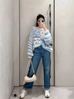 Свитер паутинка в полоску