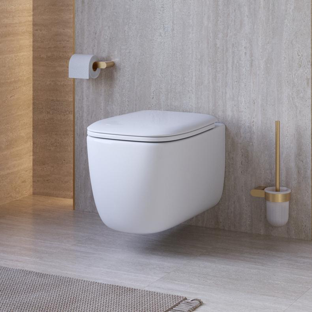 Унитаз подвесной безободковый с сиденьем и смывом TORNADO Cezares COMFORT CZR-380-TH-TOR/SC