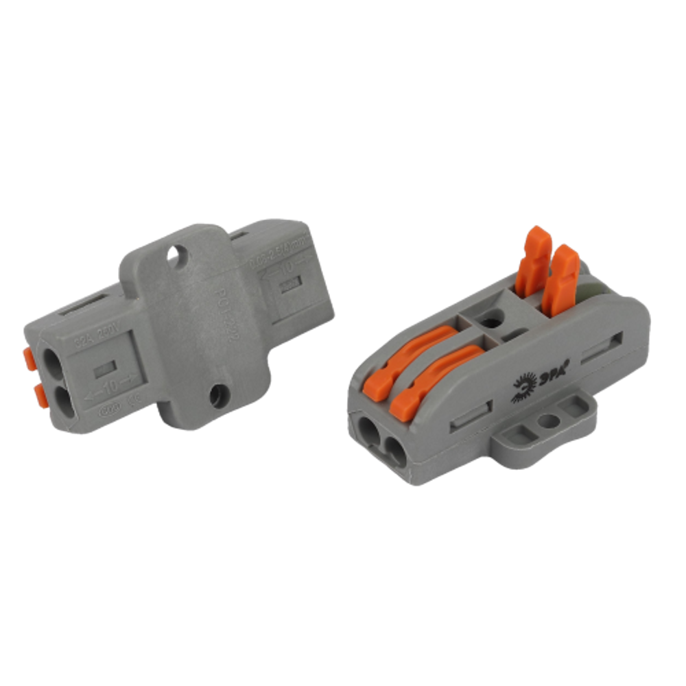 Клемма ЭРА NO-225-398 проходная с монтажной площадкой 222-2412Р с рычагами 2 полюса 0.08-2.5/4 мм2 (упаковка 20 шт.)