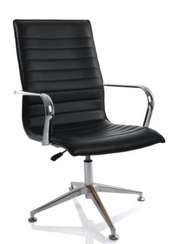 Кресло для посетителей AIM Vi base, п/л обивка, пиастра, AD-10, CI, кожа/комп., черный AIM LD52DU51LB