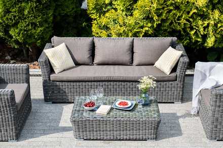 "Капучино" диван из искусственного ротанга трехместный, цвет графит