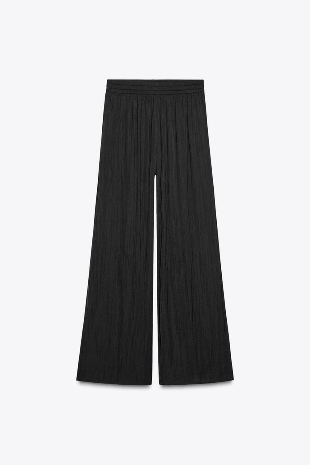 ZARA ШИРОКИЕ БРЮКИ ИЗ СТРУЯЩЕЙСЯ ТКАНИ, ЧЕРНЫЙ