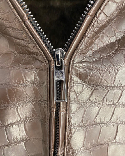 Бомбер Loro Piana с мехом со вставками кожи крокодила