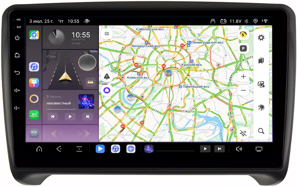 Магнитола для AUDI TT 2006-2014 (8J) - Kuberg QLed, Android 13, TS20, CarPlay, SIM-слот