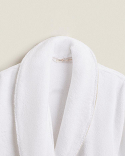 ZARA HOME БАННЫЙ ХАЛАТ С ОКАНТОВКОЙ,БЕЛЫЙ