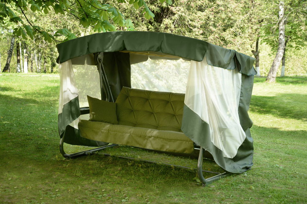 Качели садовые 4-х местные Саванна ткань папермун арт.с1451