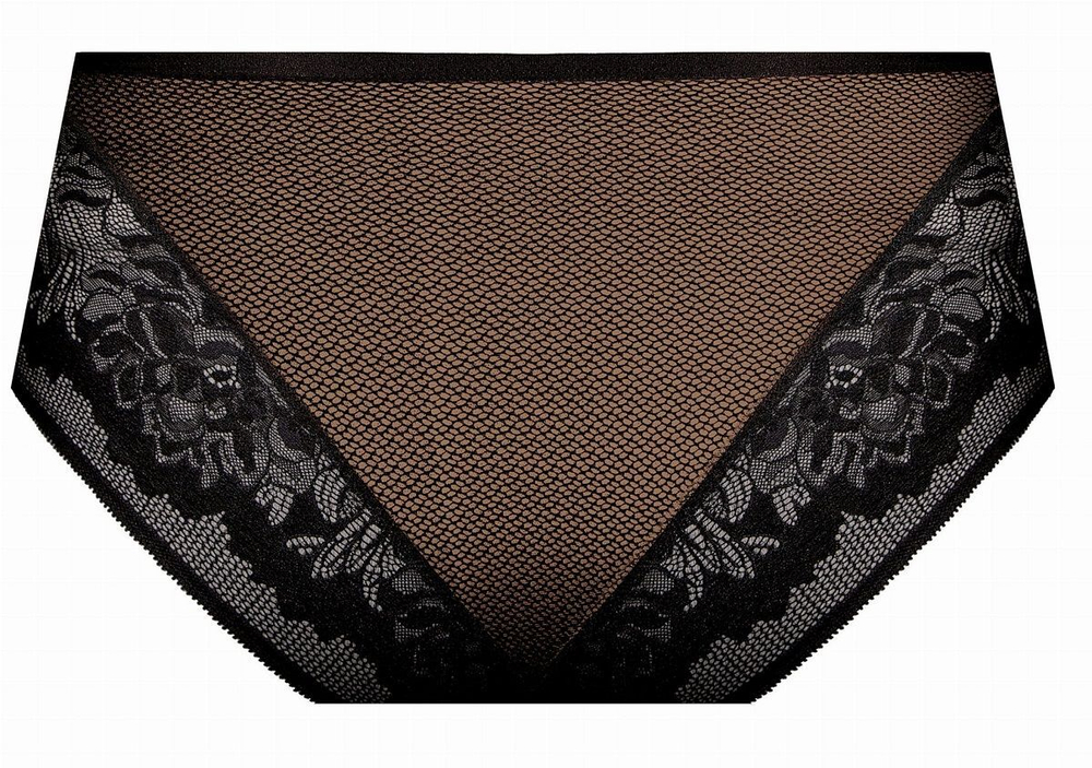 Трусики-слипы с широкими кружевными вставками (Размер: XL) (Цвет: черный)