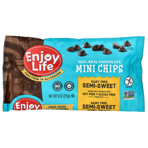 Enjoy Life Foods, мини-чипсы, 100% настоящий шоколад, полусладкий, 255 г (9 унций)