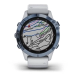 Спортивные наручные часы Garmin Fenix 6 Pro Solar синий минерал с белым ремешком 010-02410-19