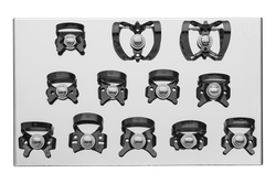 Набор коффердам (раббердам) BlackMatt 12: подставка металлическая для 12 кламп коффердам с черными клампами KSK (Dentech Corporation, Япония) купить на kofferdam.pro