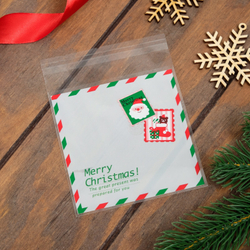 Пакет БОПП с липкой лентой, "Новогодняя почта", 10 х 11 см, 10 шт