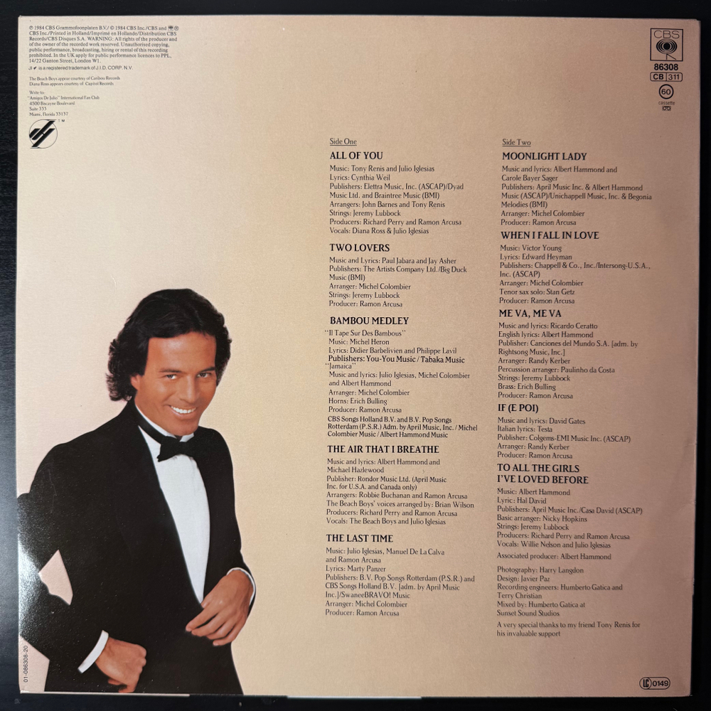 Julio Iglesias - 1100 Bel Air Place (Голландия 1984г.)