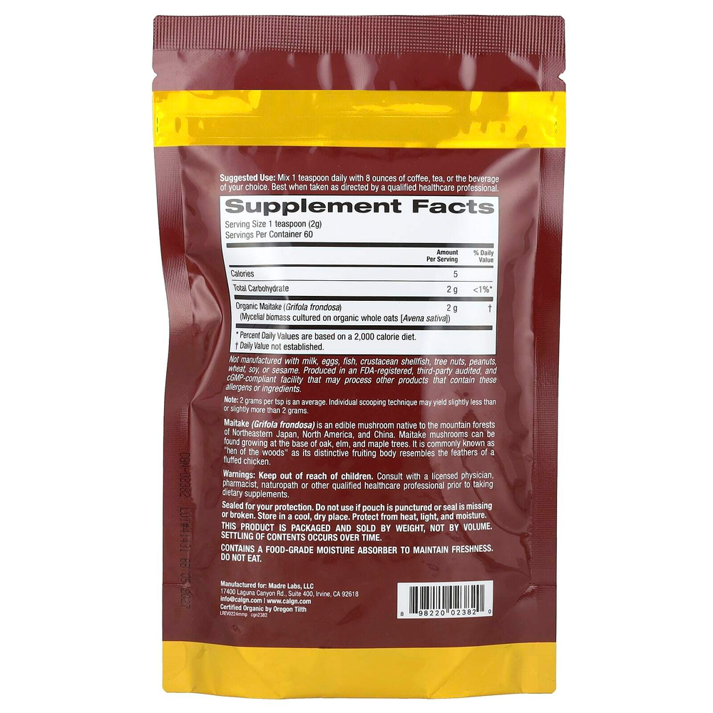 California Gold Nutrition, Fungiology®, порошок из сертифицированного органического гриба-барана, 120 г (4,2 унции)