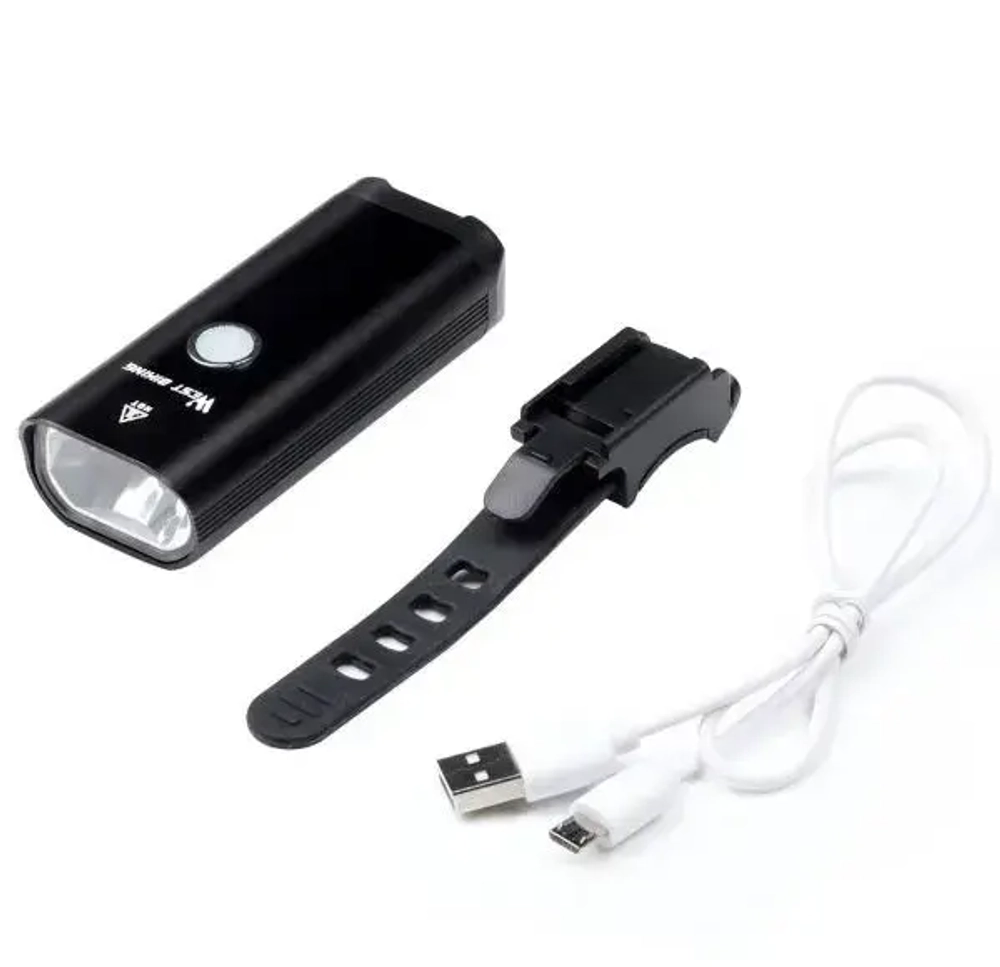 Фонарь велосипедный, передний West Biking YP0701257 (аккум. 1800 mAh, 3 режима,USB)