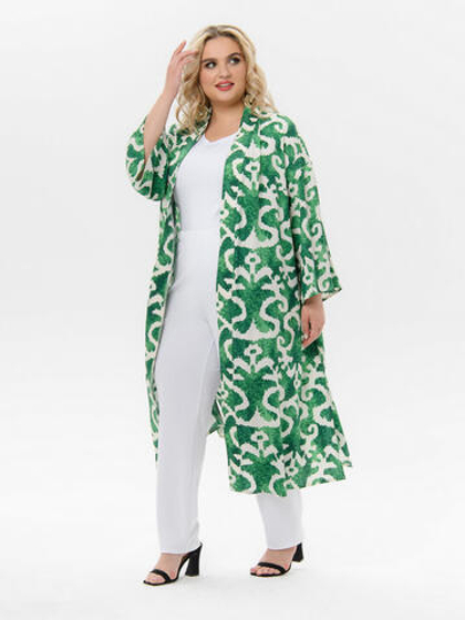 Кардиган-кимоно из штапеля Зеленая абстракция