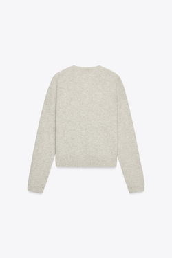 ZARA КАРДИГАН ИЗ 100% ШЕРСТИ, ПЕСОЧНЫЙ МЕЛАНЖ