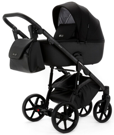 Детская коляска Adamex Nola Natura 3 в 1 N-11-CARBON (ЧЕРН + ЧЕРН. КОЖА)