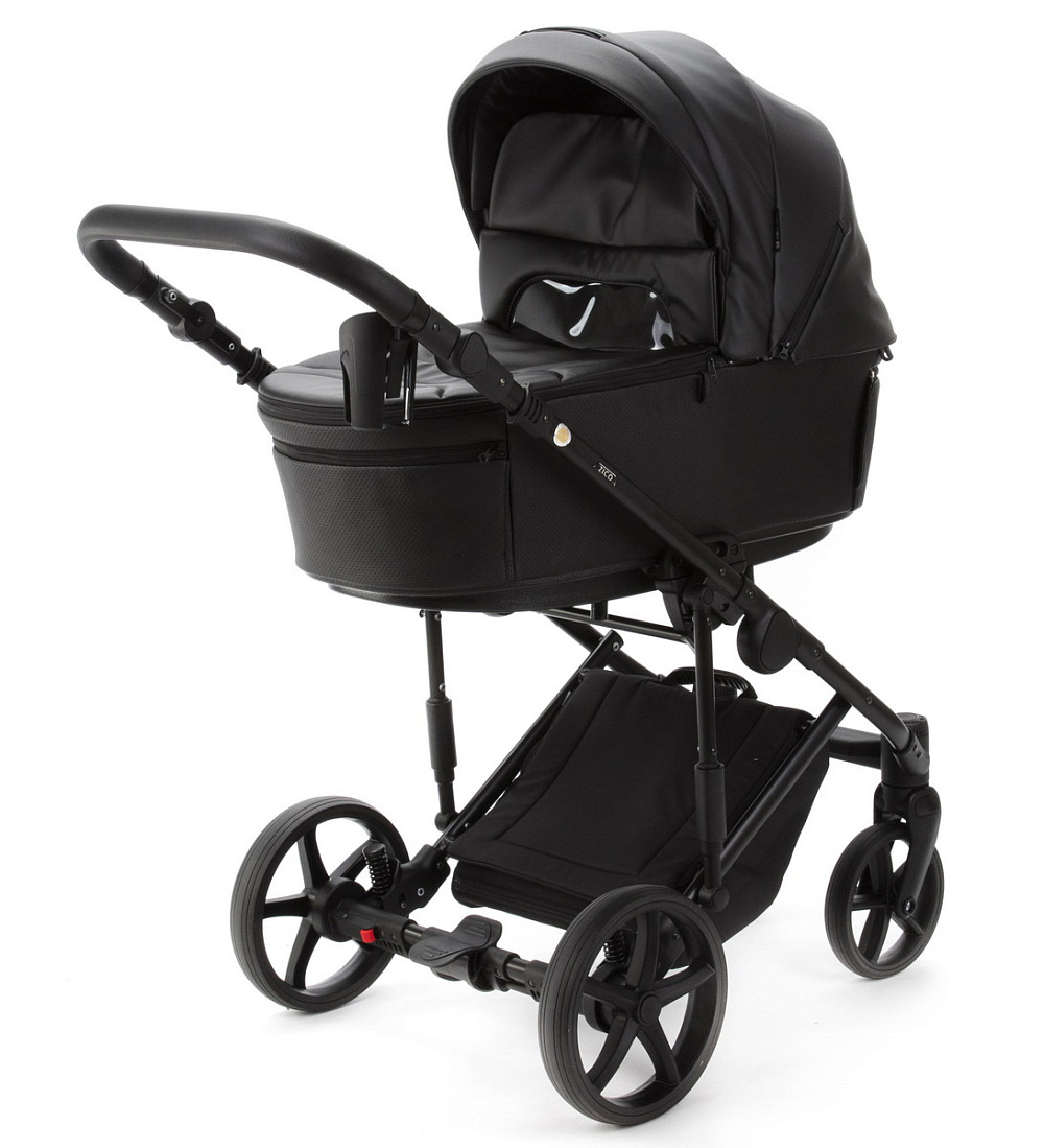 Детская коляска Adamex Zico Deluxe New 2 в 1 ZN-SA02 ЧЕРНАЯ КОЖА