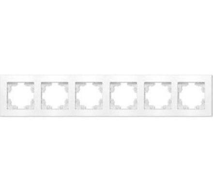 Рамка шестиместная горизонтальная "UNIVersal" серия "Афина" белая (еврослот) (HU2312)