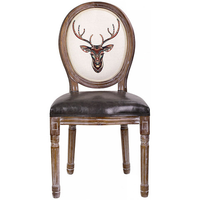 Стул "Олень" 48x46x96см Дерево/полиуретан/кож.зам/лён