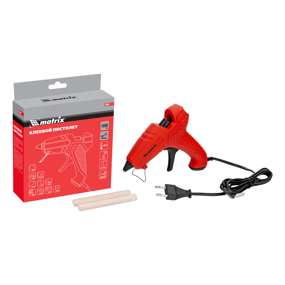 Клеевой пистолет, 11 мм, 25 (80) Вт, 16 г/мин// Matrix
