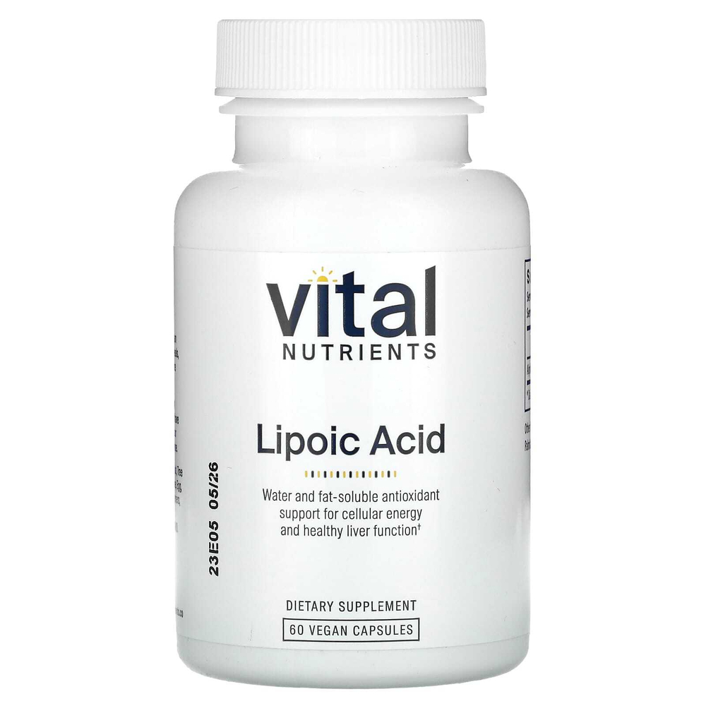 Vital Nutrients, Липоевая кислота, 60 веганских капсул (300 мг на капсулу)