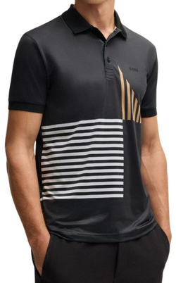 Мужское теннисное поло BOSS Paddy Active Stretch Jersey - черный
