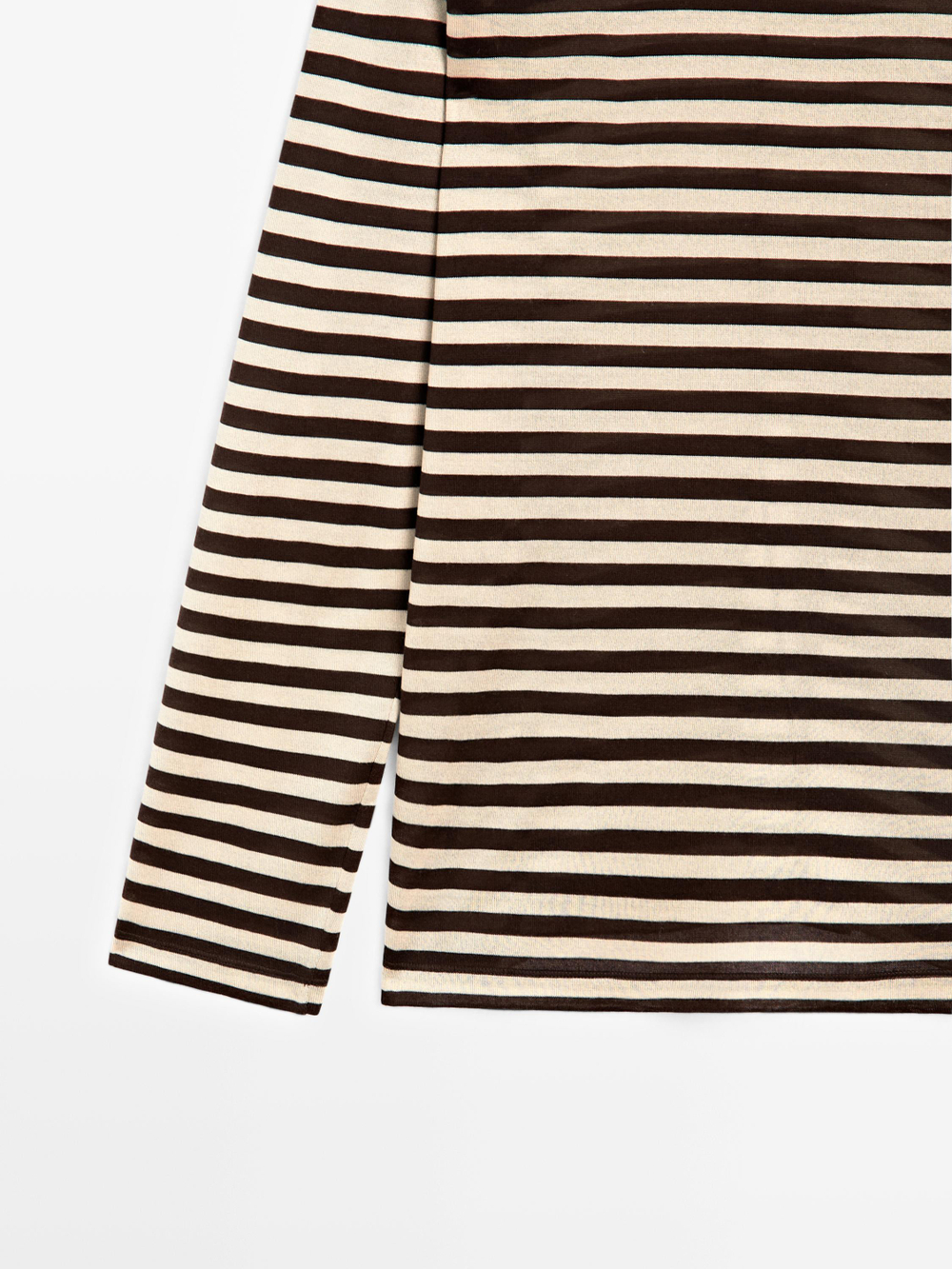 Massimo Dutti Футболка оверсайз в полоску с длинными рукавами, коричневый