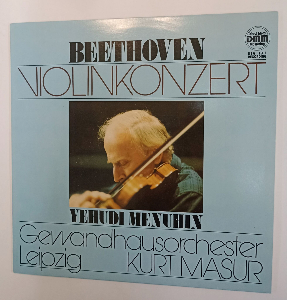 Винтажная виниловая пластинка Beethoven Бетховен, Yehudi Menuhin Иегуди Менухин, Gewandhausorchester Leipzig, Kurt Masur Violinkonzert (GDR 1989)