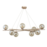 Подвесной светильник 8x40Вт E14, металл/стекло, золото