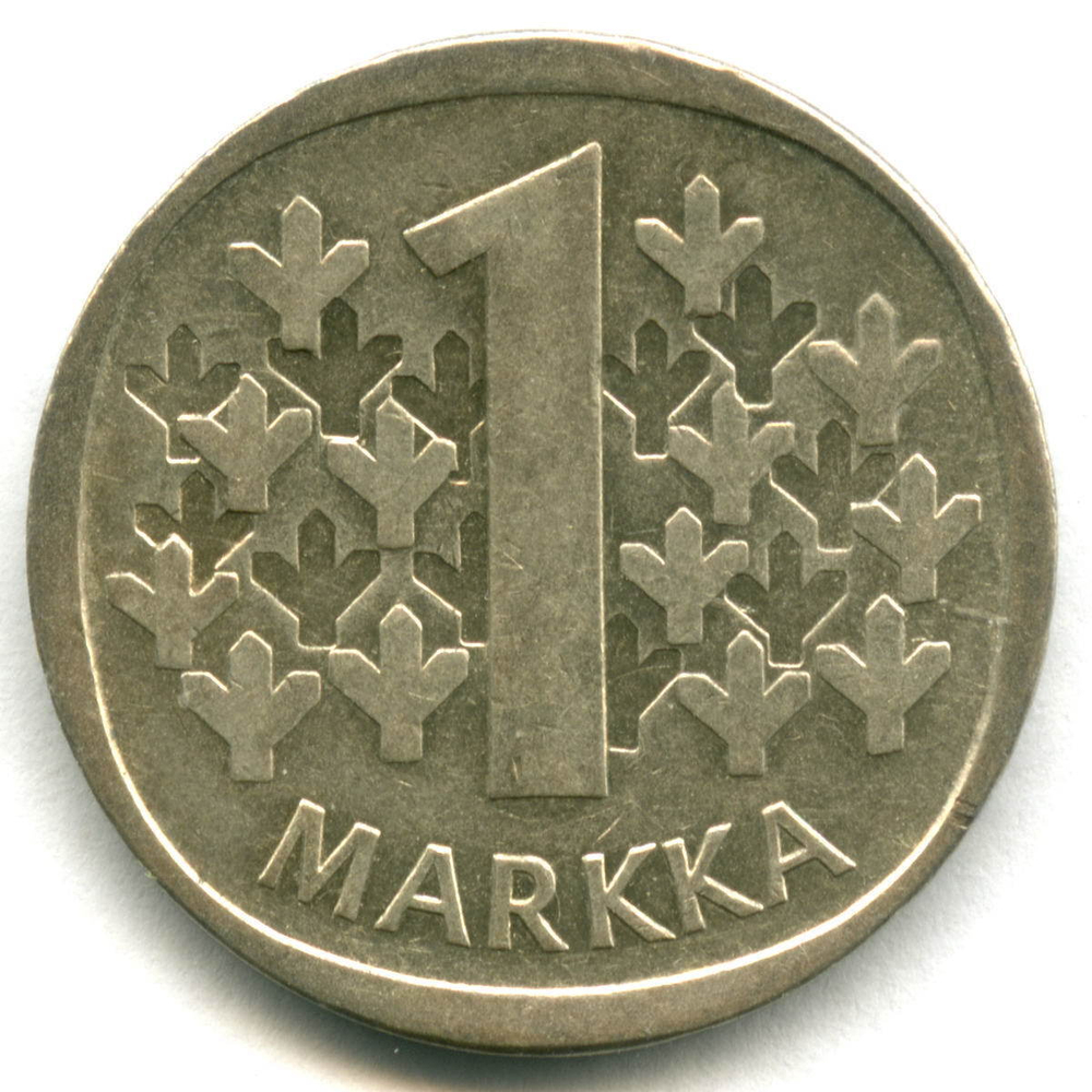1 марка 1966. Финляндия VF-XF. Серебро