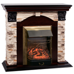 Каминокомплект Real Flame Dublin Rock AO с очагом Majestic Lux Brass