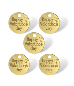 Топпер Бирка круглая "Happy valentines day" (4см) 5шт акрил