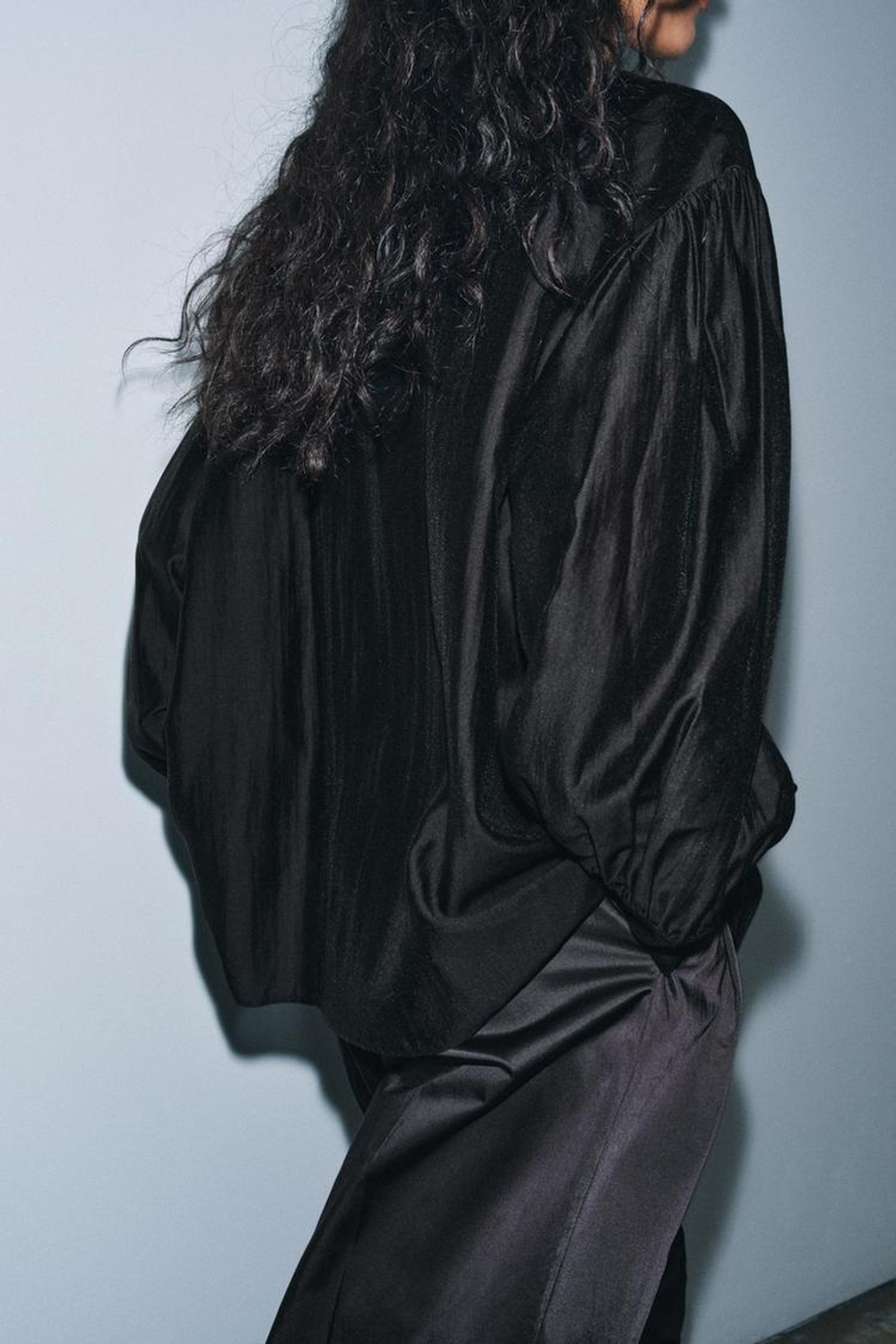 ZARA БЛУЗА СВОБОДНОГО КРОЯ С ЗАВЯЗКАМИ — ZW COLLECTION, ЧЕРНЫЙ